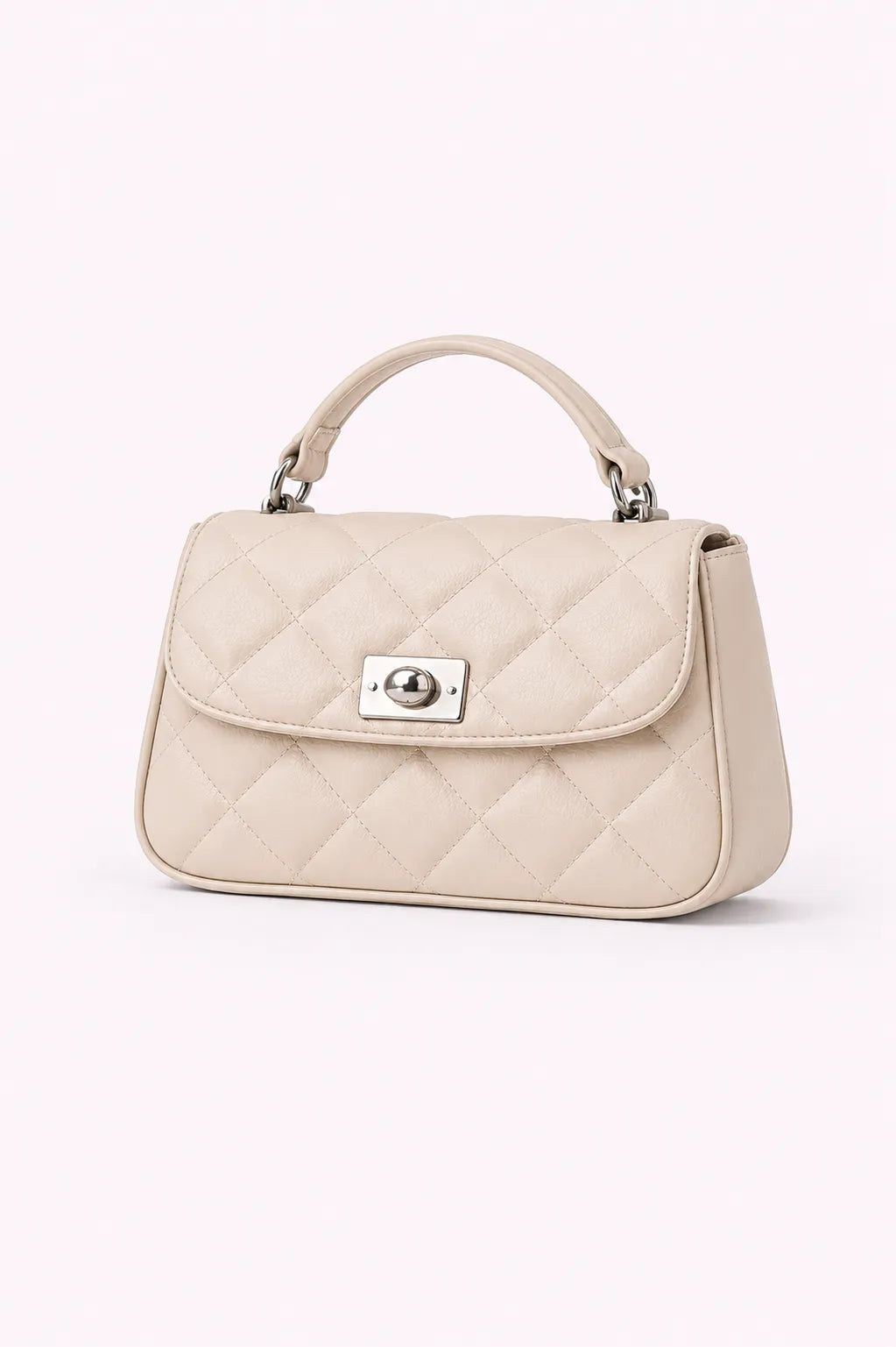 Diamond-Quilted Top-Handle Bag