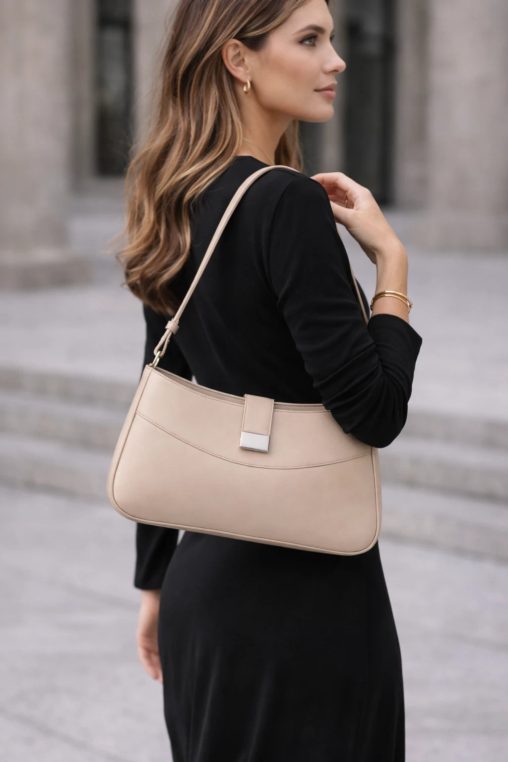 Minimal Crescent Shoulder Bag