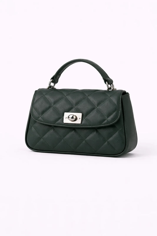 Diamond-Quilted Top-Handle Bag