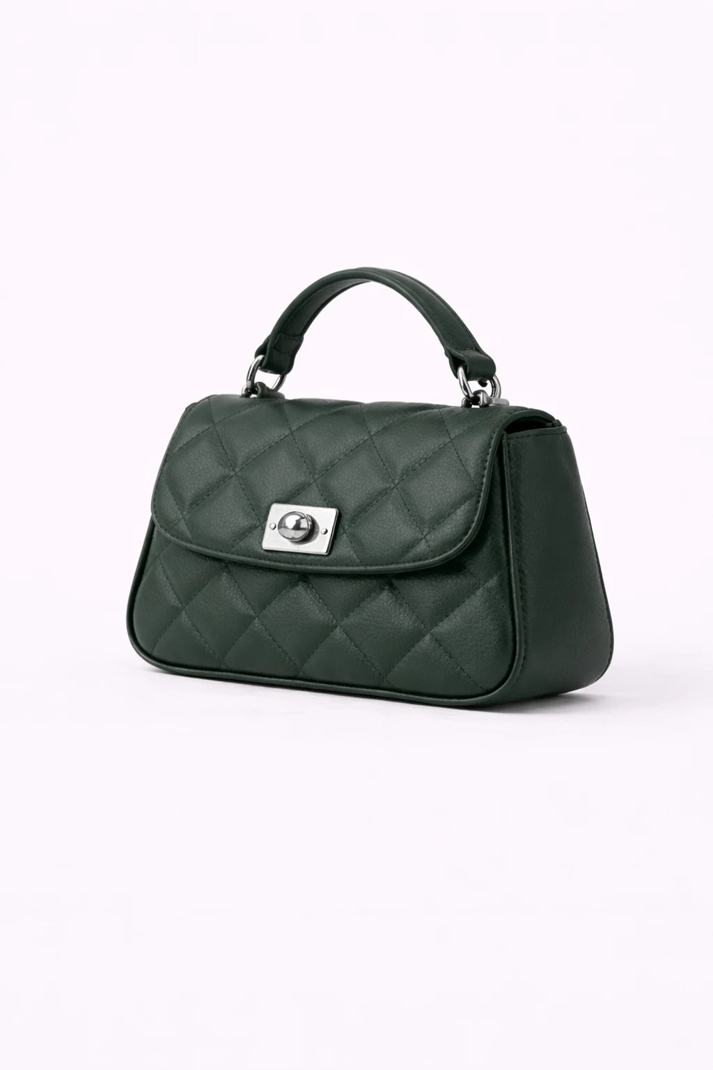 Diamond-Quilted Top-Handle Bag