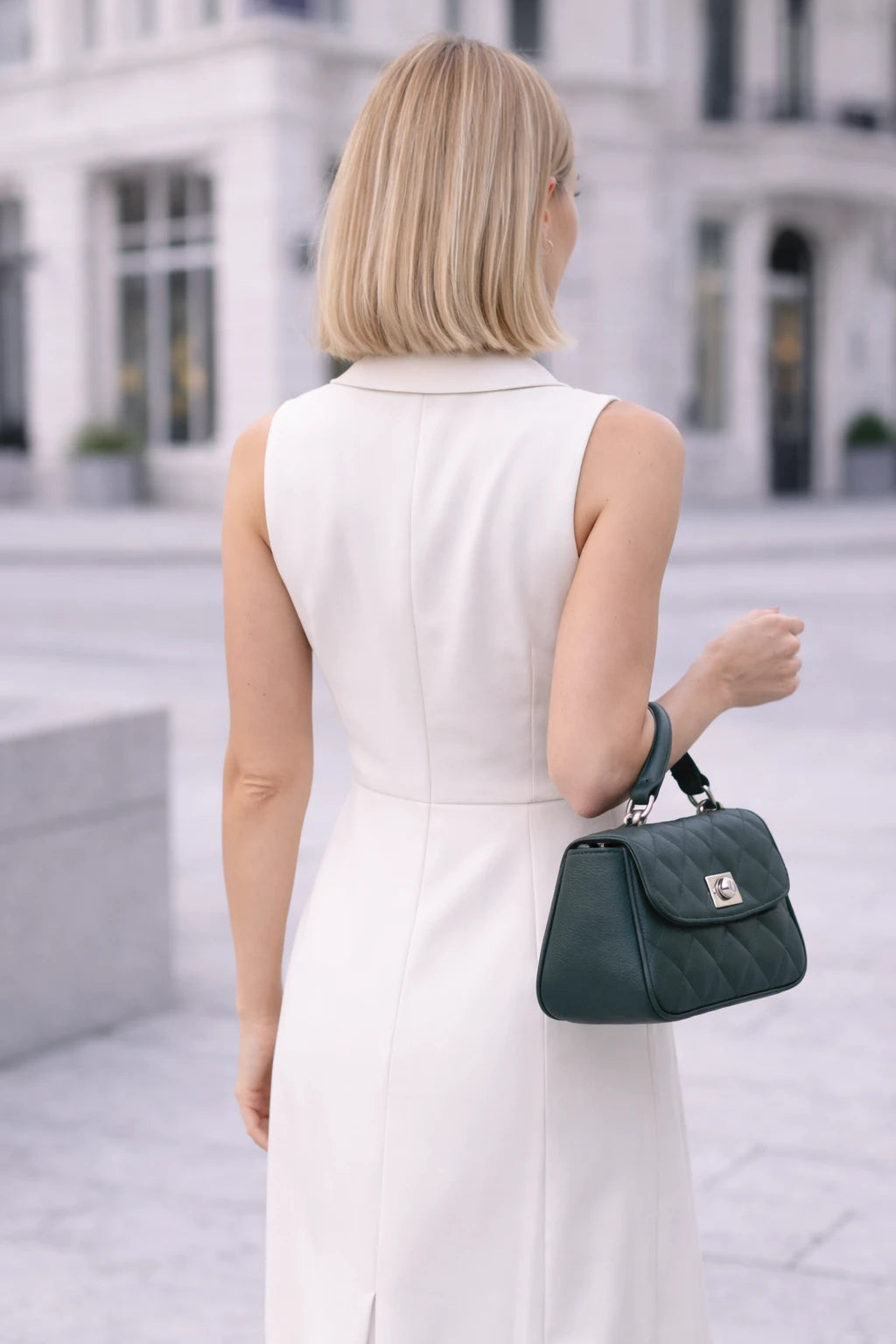 Diamond-Quilted Top-Handle Bag