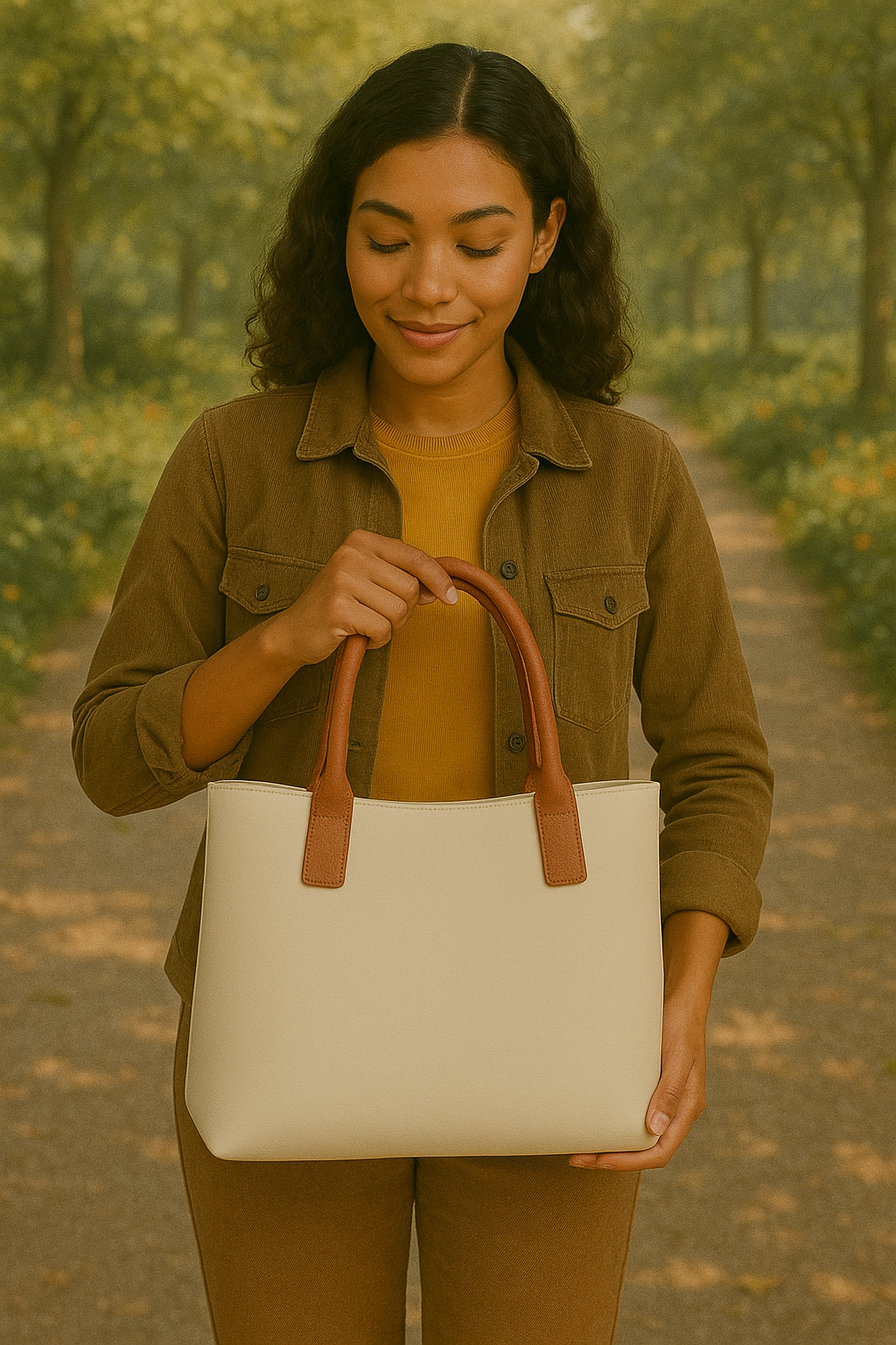 Cream & Cognac Tote